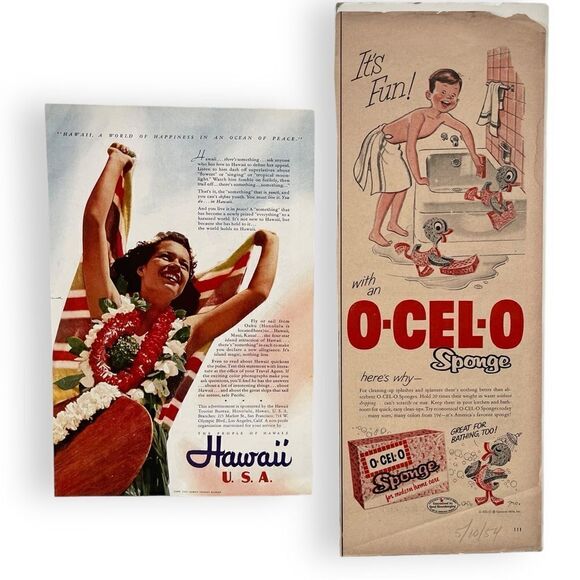 Vintage 1940’s 1950’s Coca-Cola Hosiery Sponge Hawaii Tourism Print Ads - Picture 2 of 16